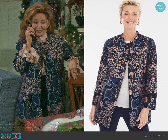 Chicos Jacquard Jacket worn by Maggie Horton (Suzanne Rogers) on Days of our Lives