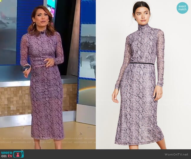 Python Turtleneck and Olympia Skirt by Cinq a Sept worn by Ginger Zee on Good Morning America