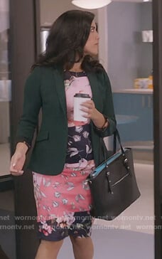 Shannon’s pink floral print dress on Kims Convenience