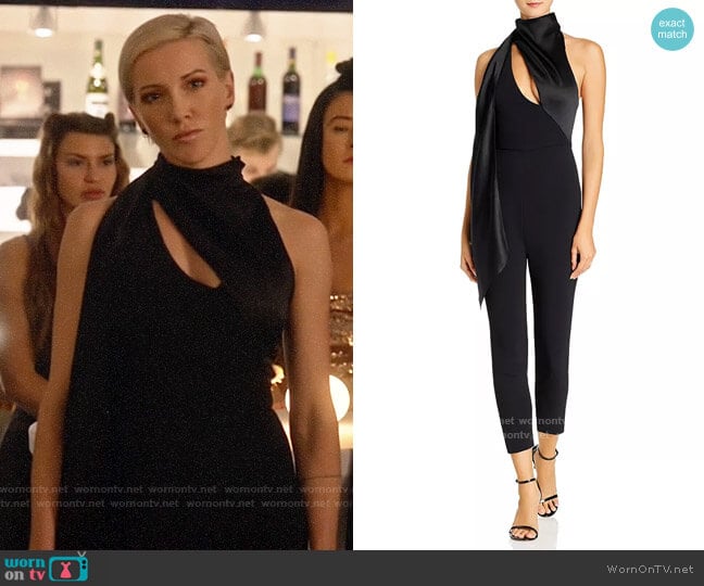 Cushnie Cropped Fitted Wraparound Jumpsuit worn by Laurel Lance (Katie Cassidy) on Arrow