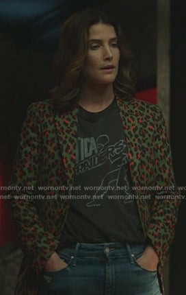 Dex's green leopard print blazer on Stumptown