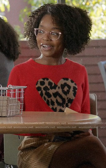 Diane’s red leopard heart sweater on Black-ish