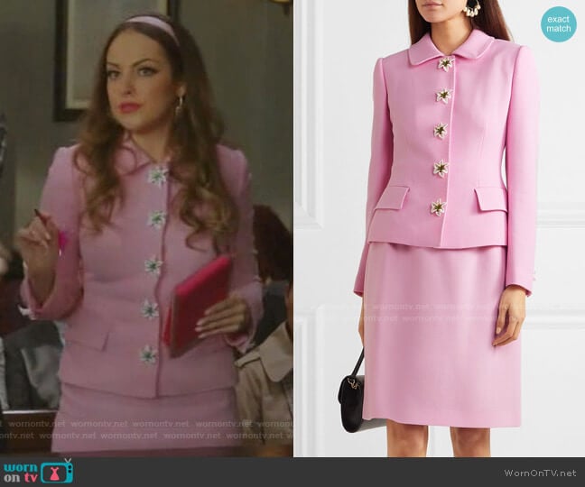 WornOnTV: Fallon's pink floral embellished skirt suit on Dynasty |  Elizabeth Gillies | Clothes and Wardrobe from TV