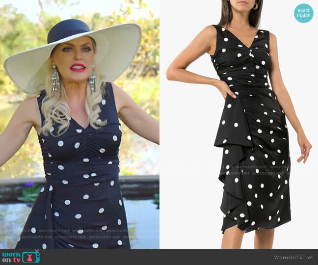 Sleeveless Polka Dot Ruffle Dress by Dolce & Gabbana worn by Alexis Carrington (Elaine Hendrix) on Dynasty