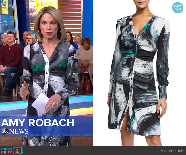 Calico Printed Button-Down Dress by Diane von Furstenberg worn by Amy Robach on Good Morning America