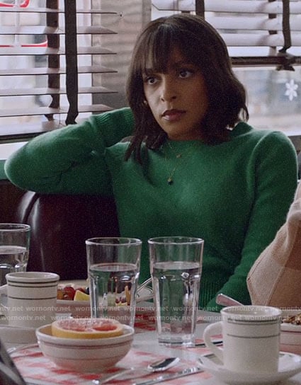 Edie's green sweater on Almost Family