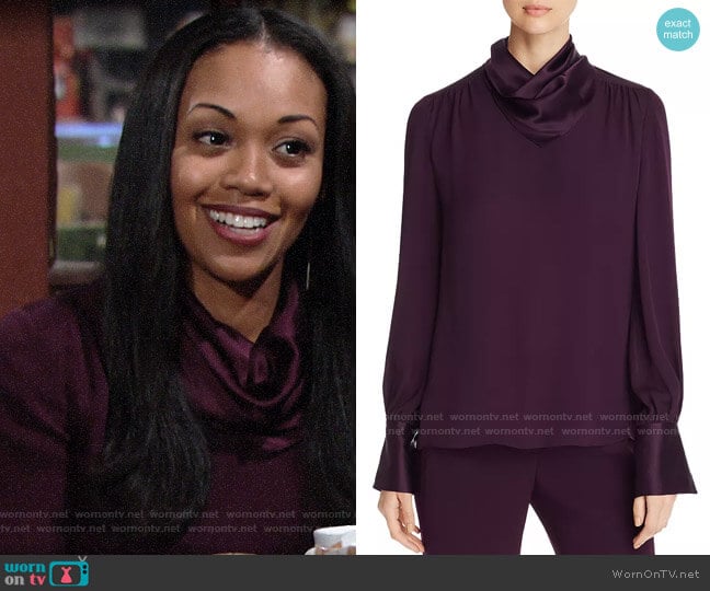 WornOnTV: Amanda’s purple cowl neck blouse on The Young and the ...