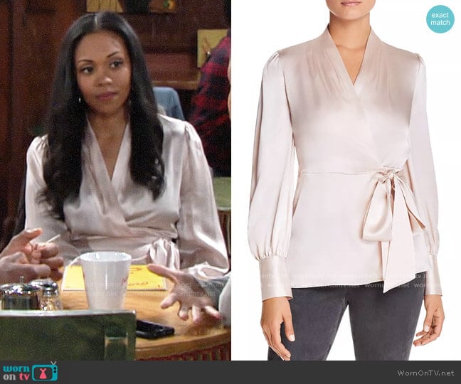 Elie Tahari Shay Blouse worn by Amanda Sinclair (Mishael Morgan) on The Young and the Restless