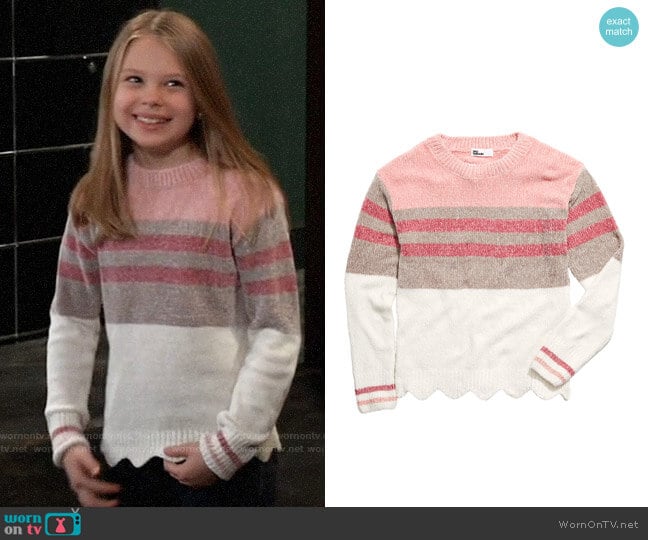 Epic Threads Big Girls Striped Chenille Sweater worn by Charlotte Cassadine (Scarlett Fernandez) on General Hospital