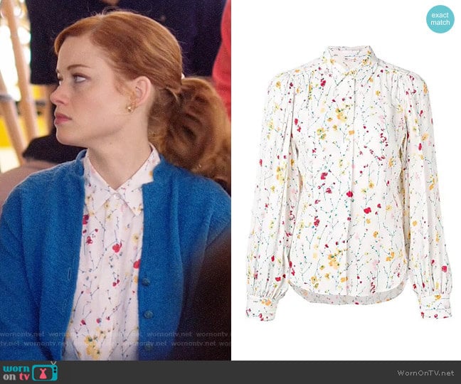 Equipment Marcilly Floral Blouse worn by Zoey Clarke (Jane Levy) on Zoeys Extraordinary Playlist