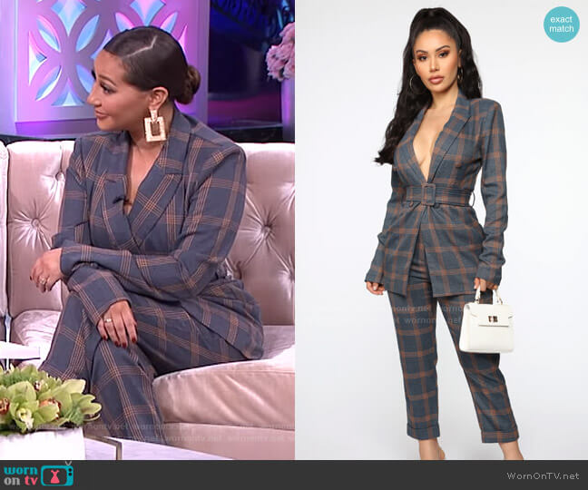 Never Played Out Plaid Suit Set by Fashion Nova worn by Adrienne Houghton  on The Real