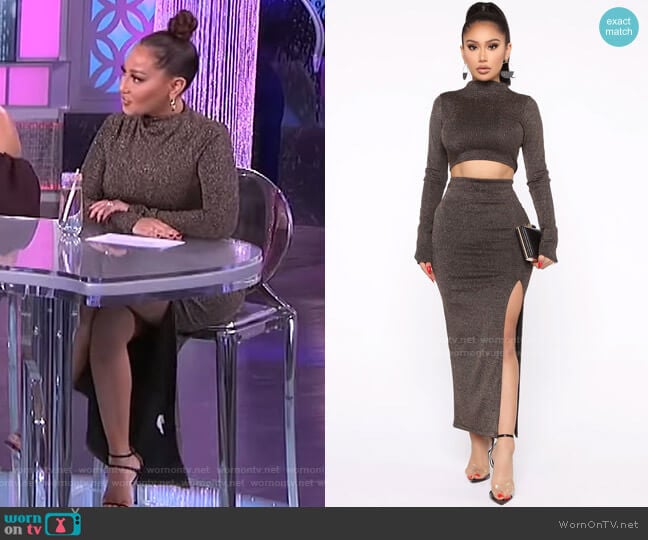 You Knew About It Skirt Set by Fashion Nova worn by Adrienne Houghton on The Real