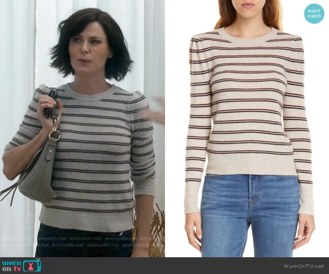 Frame Shirred Stripe Cashmere Sweater worn by Claire Dunphy (Julie Bowen) on Modern Family