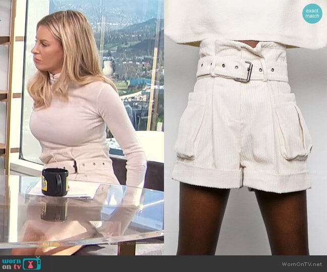 Corduroy Paperbag Shorts by Frankie Shop worn by Morgan Stewart on E! News