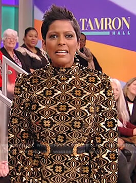 Tamron's printed jacquard dress on Tamron Hall Show