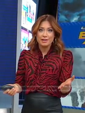 Ginger’s red animal print blouse on Good Morning America