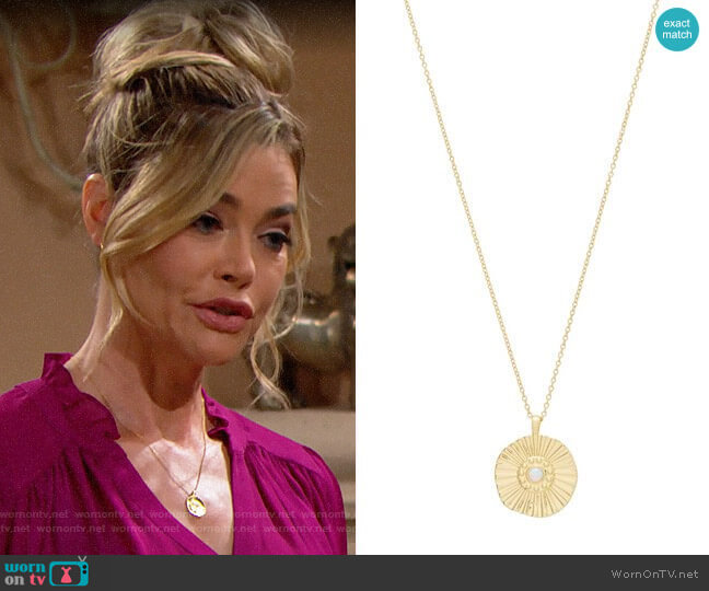 Gorjana Sunburst Coin Pendant Necklace worn by Shauna Fulton (Denise Richards) on The Bold and the Beautiful