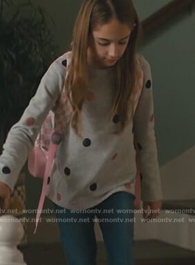 Anna’s gray sweater on American Housewife