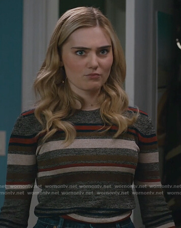 Taylor’s gray striped sweater on American Housewife