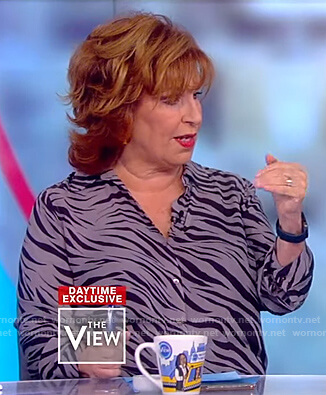 Joy’s gray zebra print blouse on The View