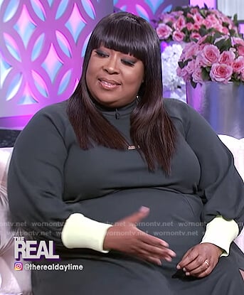 Loni’s green dress with contrast cuffs on The Real