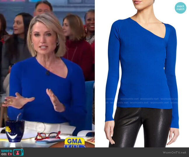 Asymmetric Raglan Top by Helmut Lang worn by Amy Robach on Good Morning America