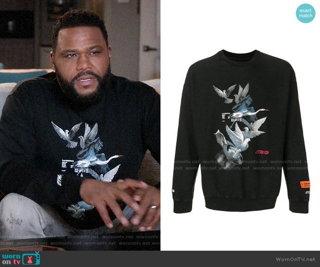 Heron Preston Dove Printed Sweatshirt worn by Andre Johnson (Anthony Anderson) on Black-ish