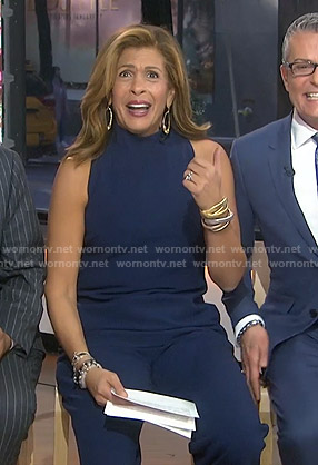 Hoda’s navy mock neck jumpsuit on Today