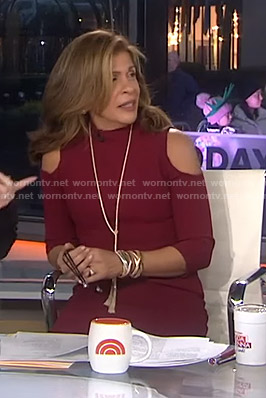 Hoda’s red cold-shoulder dress on Today