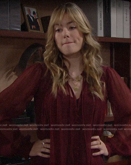 Hope’s sheer red blouse on The Bold and the Beautiful