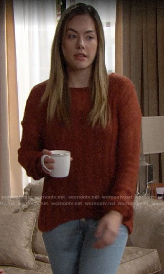 Hope’s rust brown sweater on The Bold and the Beautiful