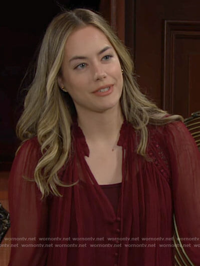 Hope’s sheer red blouse on The Bold and the Beautiful