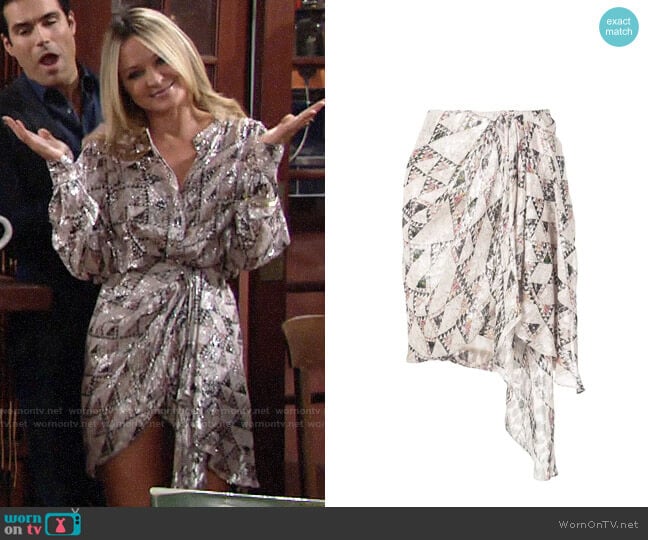 Isabel Marant Knotted Side Skirt worn by Sharon Newman (Sharon Case) on The Young and the Restless