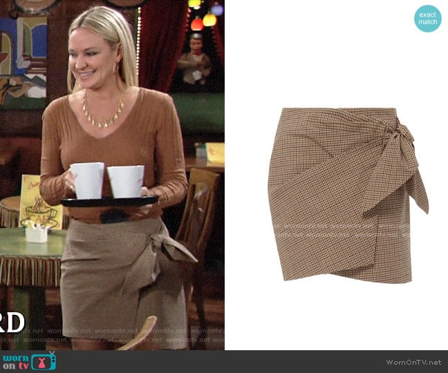 Etoile Isabel Marant Ninon Check Wrap Skirt worn by Sharon Newman (Sharon Case) on The Young and the Restless