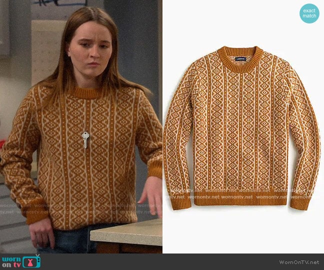 J. Crew Mens Printed Sweater worn by Eve Baxter (Kaitlyn Dever) on Last Man Standing