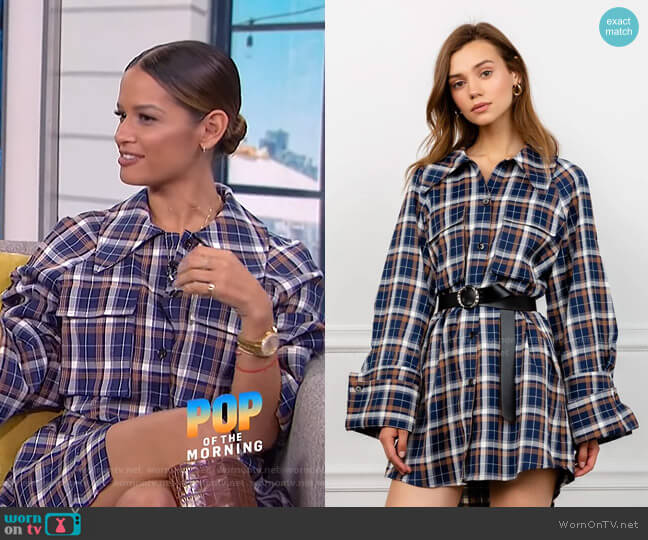 Maddi Plaid Shirt Dress by J. Ing worn by Rocsi Diaz on E! News