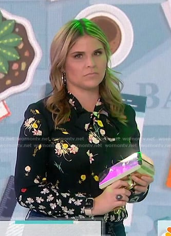 Jenna’s black floral tie neck blouse on Today