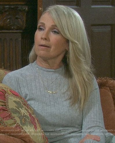 Jennifer's grey ribbed sweater on Days of our Lives