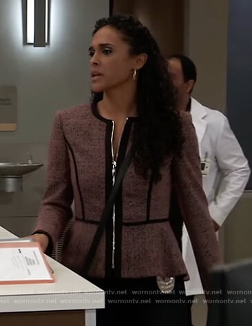 Jordan’s pink peplum jacket on General Hospital