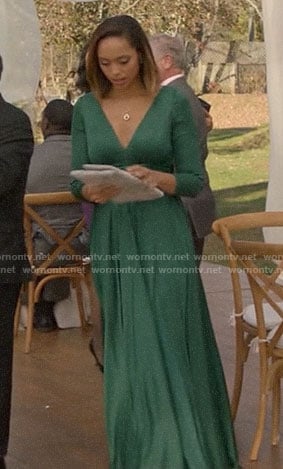 Julia's green long sleeved gown on God Friended Me