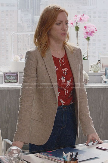 Julia’s speckled blazer on Almost Family