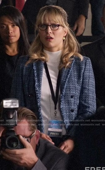 Kara's blue tweed blazer on Legends of Tomorrow