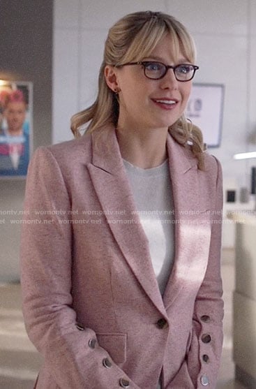 Kara’s pink buttoned sleeve blazer on Supergirl