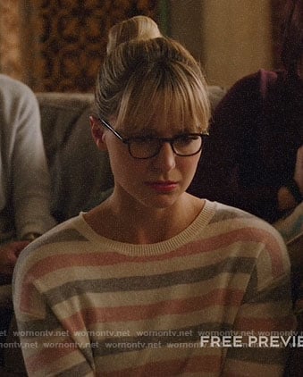 Kara's pink and grey striped sweater on Legends of Tomorrow