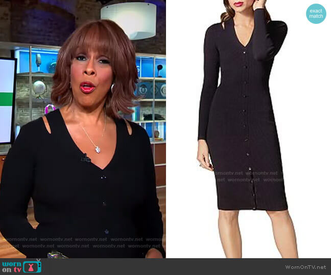 WornOnTV: Gayle’s black cutout shoulder knit dress on CBS This Morning ...