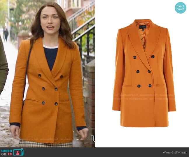 Karen Millen Double-Breasted Coat worn by Cara Bloom (Violett Beane) on God Friended Me