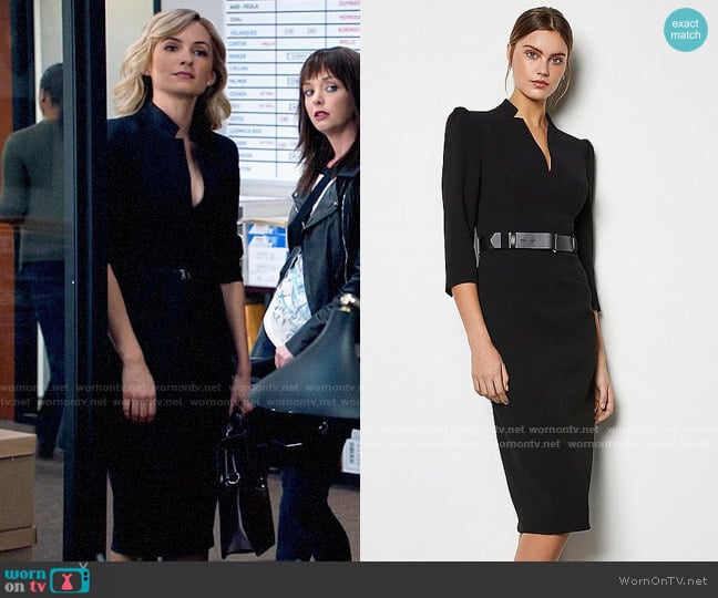 Karen Millen Leather Belt Pencil Dress worn by Amy Quinn (Lindsey Gort) on All Rise