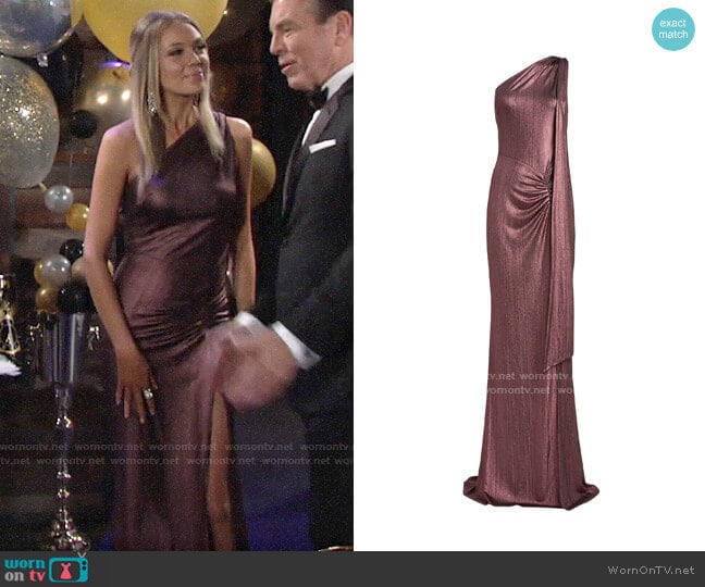 Katie May Attention Seeker One-Shoulder Gown worn by Abby Newman (Melissa Ordway) on The Young and the Restless