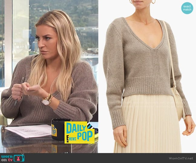 Charlette V-neck Sweater by Khaite worn by Morgan Stewart on E! News