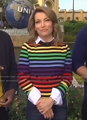 Kit’s rainbow striped sweater on Access Hollywood